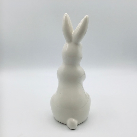 CERAMIC White Bunny Rabbit 8” Easter Spring Figure Farmhouse Decor Mantle Table - Picture 5 of 9